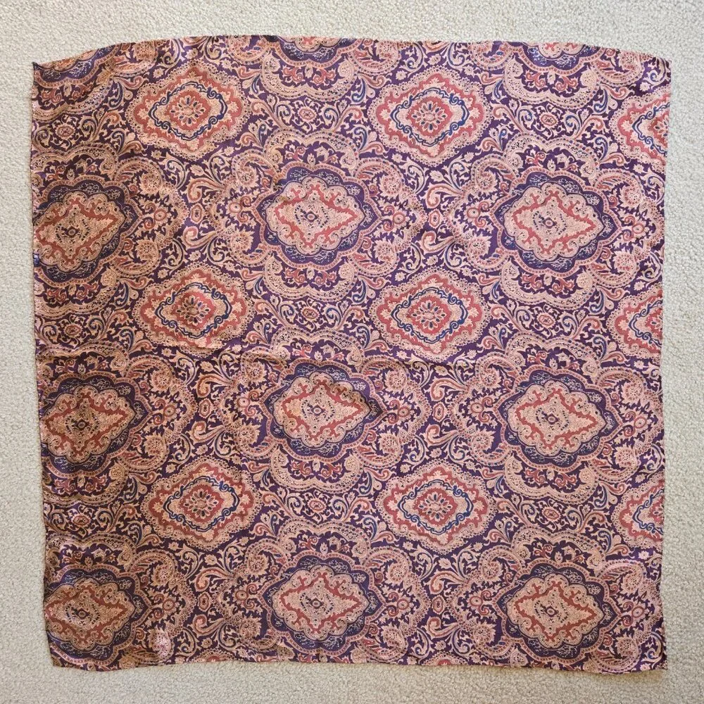 NWOT Large Silk Scarf Hand Rolled Edges